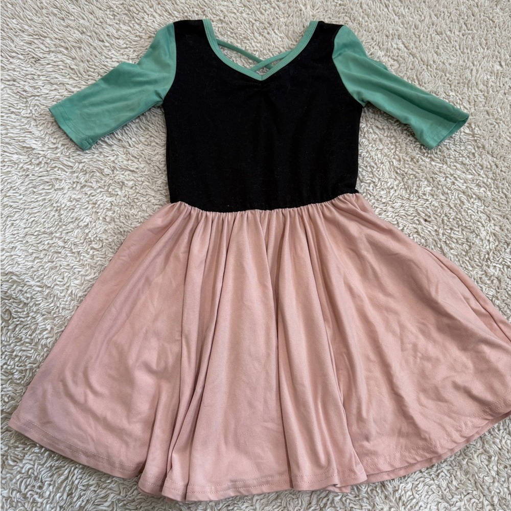 Black and Pink Dress with Green Sleeves